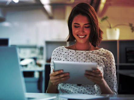 Shot of a businesswoman using her tablet at her desk.