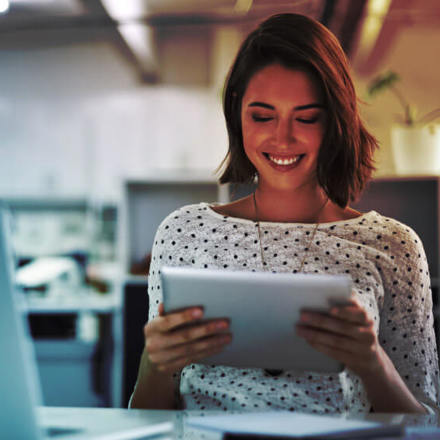 Shot of a businesswoman using her tablet at her desk.