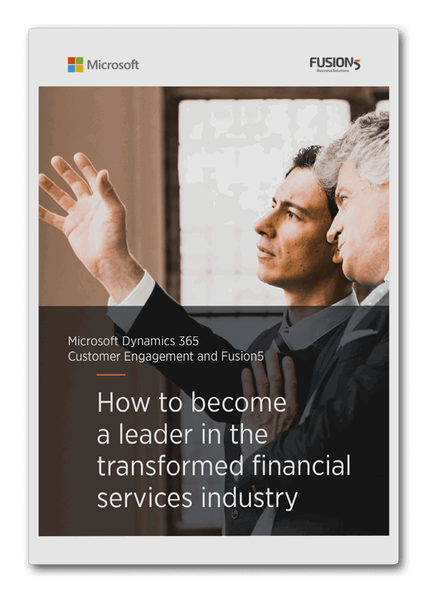 Mockup of Microsoft CRM Financial Services eBook