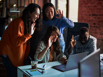 Multiracial group of all female designer developing new app.