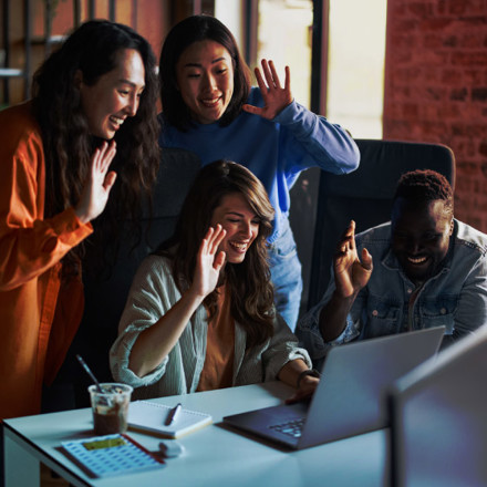 Multiracial group of all female designer developing new app.