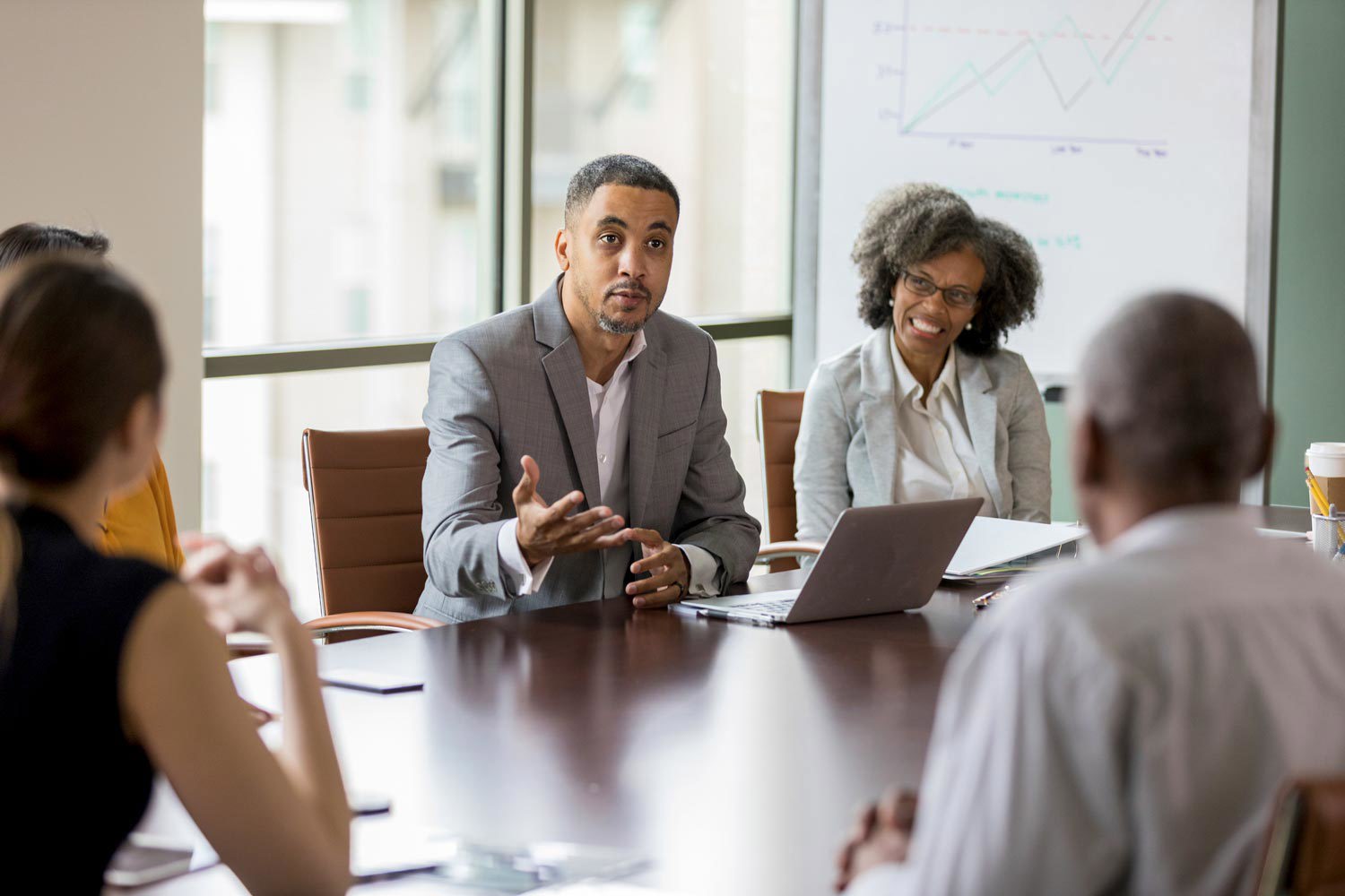 Two board members discuss the direction the business is going.