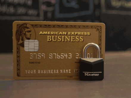 American Express Gold Card with a lock