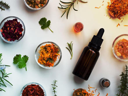 Herbs and natural medicine top view