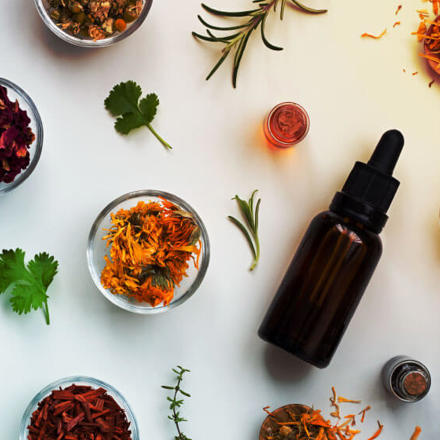 Herbs and natural medicine top view