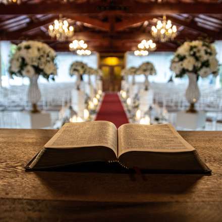 Open Bible in a church.