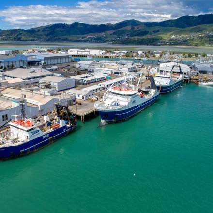 Sealord fishing vessels from the sky. 