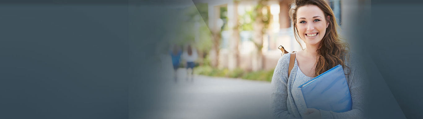 Female student carrying a file. 