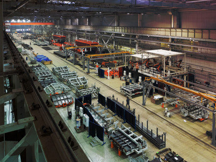 Top view of a manufacturing plant.