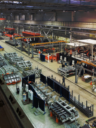 Top view of a manufacturing plant.